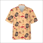 Custom Face & Logo Surf Skeleton Hawaiian Shirt | Great for Halloween Parties & Beach Crews