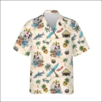 Custom Face & Logo Surf Skeleton Hawaiian Shirt | Skeleton Surfer Beach Shirt for Themed Events