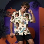 Custom Face & Logo Surf Skeleton Hawaiian Shirt | Skeleton Surfer Beach Shirt for Themed Events