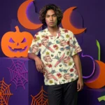 Custom Face & Logo Surf Skeleton Hawaiian Shirt | Spooky Surf Skull Aloha Shirt for Bold Wearers