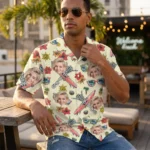 Custom Face & Logo Surf Skeleton Hawaiian Shirt | Spooky Surf Skull Aloha Shirt for Bold Wearers