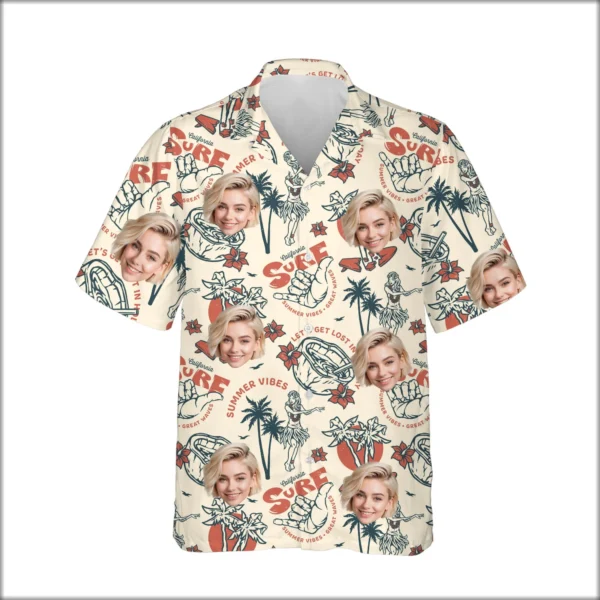 Custom Face & Logo Surf Skeleton Hawaiian Shirt | Spooky Surf Skull Aloha Shirt for Bold Wearers