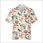 Custom Face & Logo Surf Skeleton Hawaiian Shirt | Spooky Surf Skull Aloha Shirt for Bold Wearers