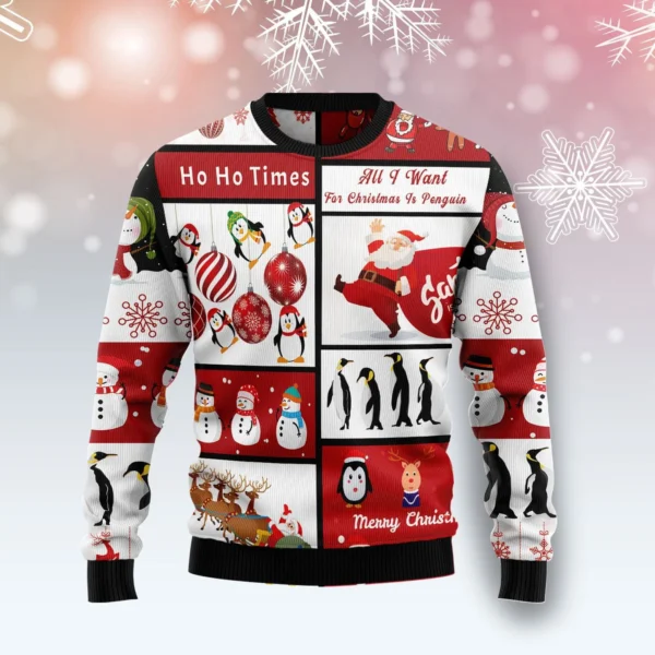 cute penguin santa claus best funny ugly sweaters funny xmas clothes.webp