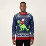 Dinosaur And Santa Ugly Christmas Sweater Chri