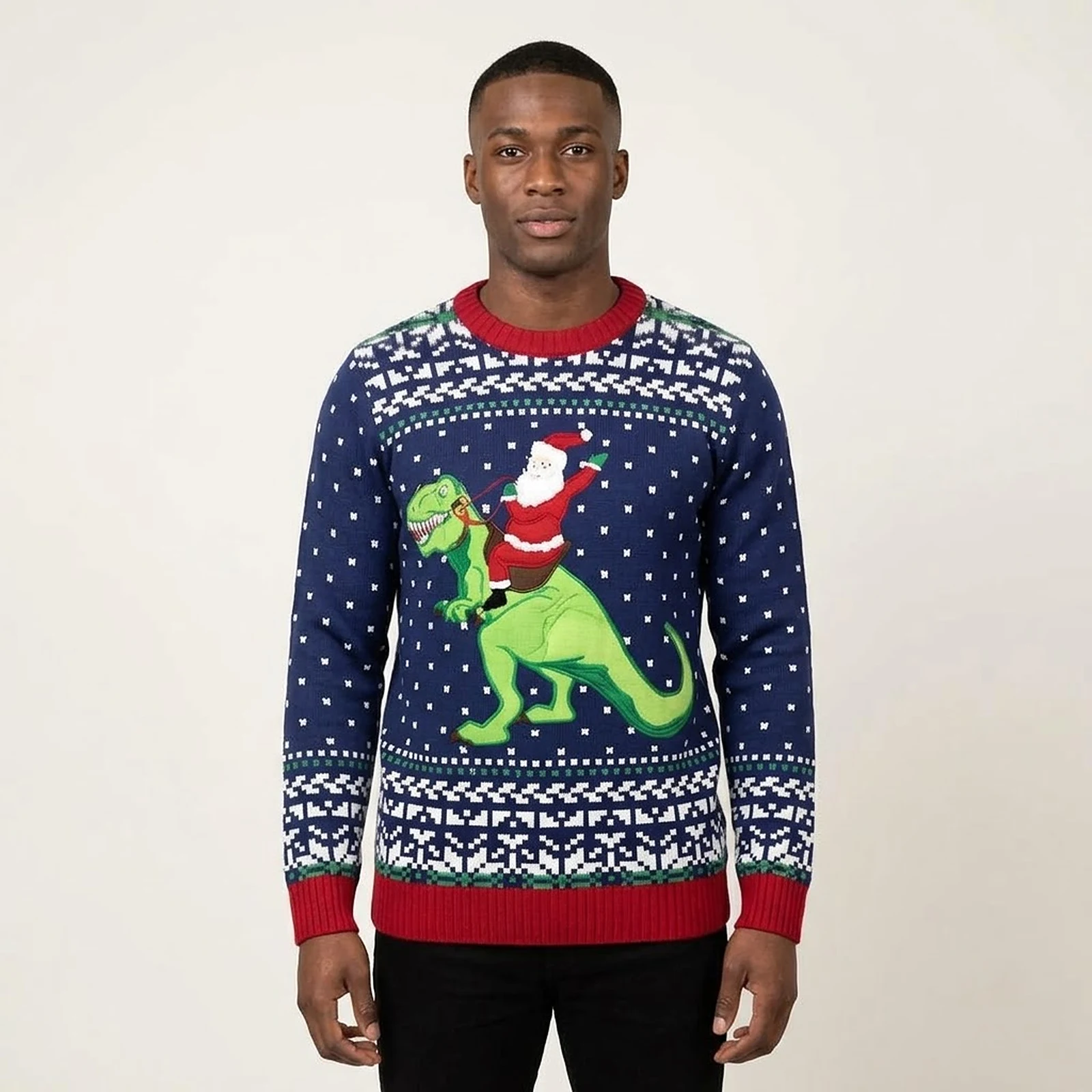 Dinosaur And Santa Ugly Christmas Sweater Chri Dinosaur And Santa Ugly Christmas Sweater Chri
