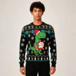 Dinosaur And Santa Ugly Christmas Sweater Cute Christmas Clothes Gift