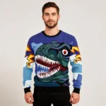 Dinosaur Face Ugly Christmas Sweater Cute Xmas Apparel Best Gift