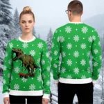 Dinosaur On Skateboard Ugly Christmas Sweater