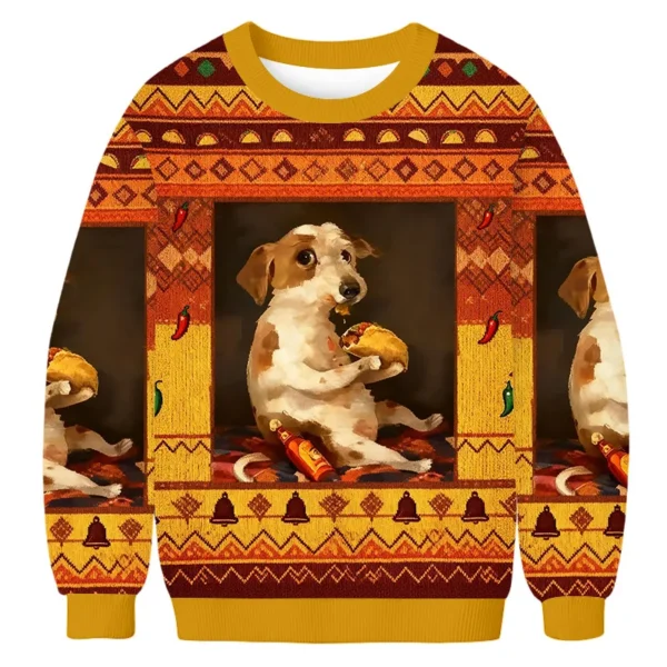 dog chill with taco ugly sweater animal themed unique gift fordog.webp