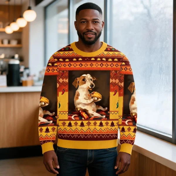 Dog Chill With Taco Ugly Sweater Animal Themed Unique Gift ForDog worn by a model