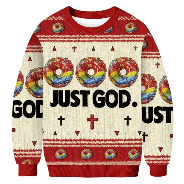 donut just god ugly sweater christian themed funny sweater gift.webp