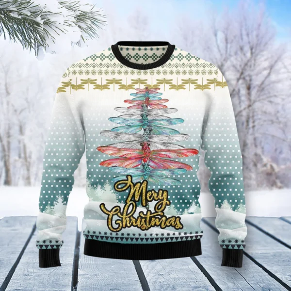 dragonfly christmas tree funny ugly xmas sweaters funny xmas clothing.webp