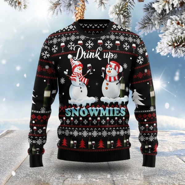 drink up snowmies ugly christmas sweater holiday clothing xmas gift.webp