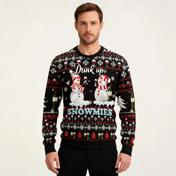 Drink Up Snowmies Ugly Christmas Sweater Holid