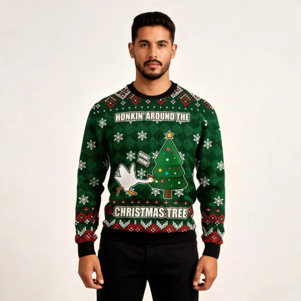 Duck Honking Around Christmas Tree Ugly Xmas S