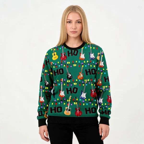 Electric Guitar Ho Ho Ho Funny Ugly Xmas Sweat