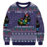 Everything Is Fine Funny Christmas Ugly Sweater Xmas Outfits Cat