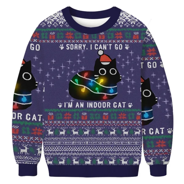 everything is fine funny christmas ugly sweater xmas outfits cat.webp