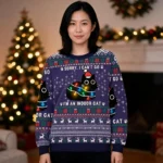 Everything Is Fine Funny Christmas Ugly Sweater Xmas Outfits Cat