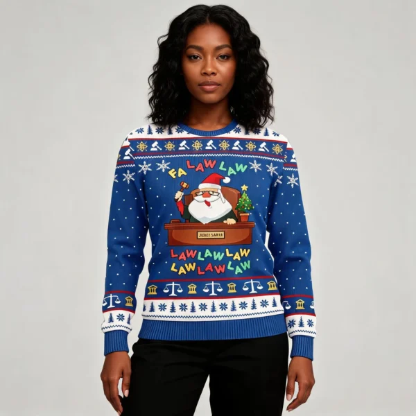 Fa Law Law Lawyer Funny Christmas Sweaters Royal Trendy Christmas worn by a model