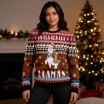 Fa Lla Lla Llamas Ugly Christmas Sweater Cute Xmas Apparel Flamingo