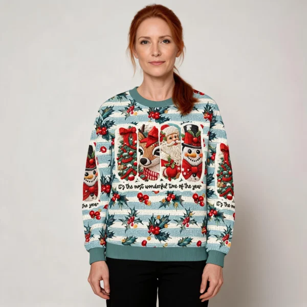 Festive Santa Claus Christmas Ugly Sweater Xmas Wear Funny Secret worn by a model