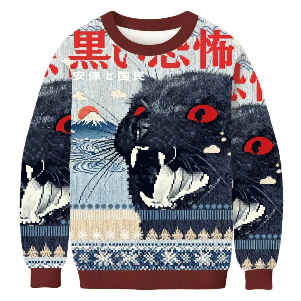 fierce black cat christmas ugly sweater xmas apparel christmas gift.webp