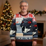 Fierce Black Cat Christmas Ugly Sweater Xmas Apparel Christmas Gift