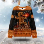 Fire Breathing Gingerbread Ugly Christmas Sweater Funny Christmas