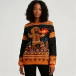 Fire Breathing Gingerbread Ugly Christmas Sweater Funny Christmas