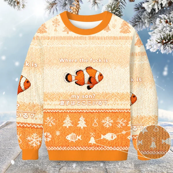 fish looking for son christmas ugly sweater holiday apparel fish.webp