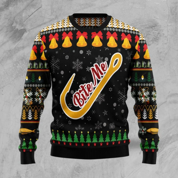 fishing bite me ugly christmas sweater cool xmas apparel fishing.webp