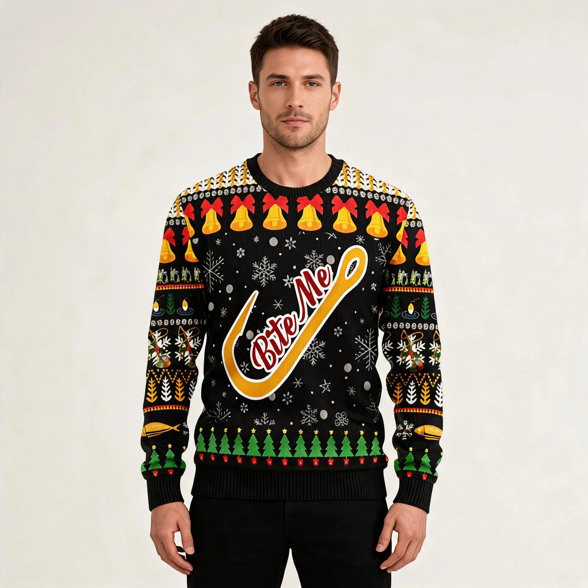Fishing Bite Me Ugly Christmas Sweater Cool Xm Fishing Bite Me Ugly Christmas Sweater Cool Xm
