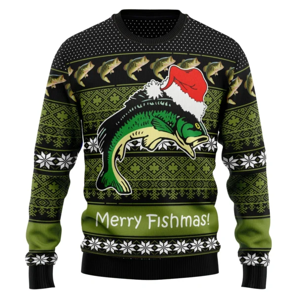 fishing merry fishmas ugly christmas sweater.webp