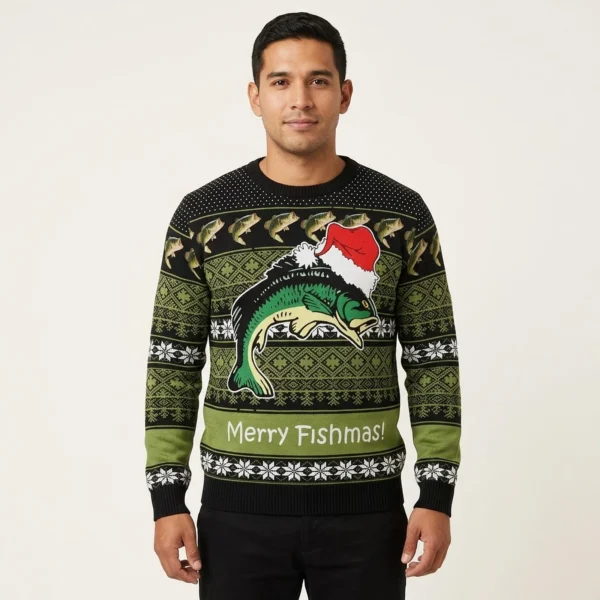 Fishing Merry Fishmas Ugly Christmas Sweater