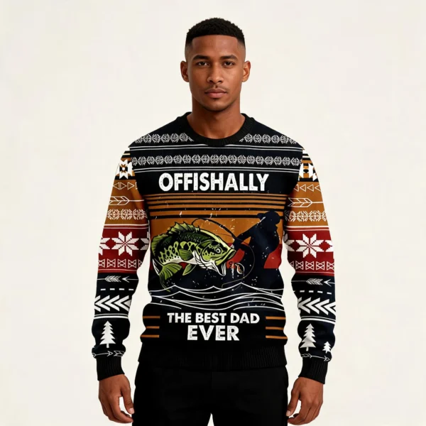 Fishing Retro Vintage Ugly Christmas Sweater O