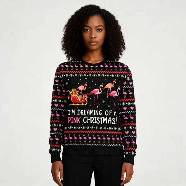 Flamingo Im Dreaming Of A Pink Christmas Ugly