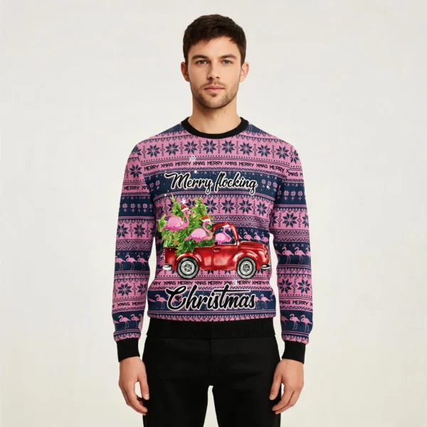 Flamingo Merry Flocking Christmas Ugly Christm