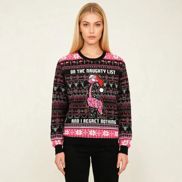 Flamingo On The Naughty List Ugly Christmas Sw