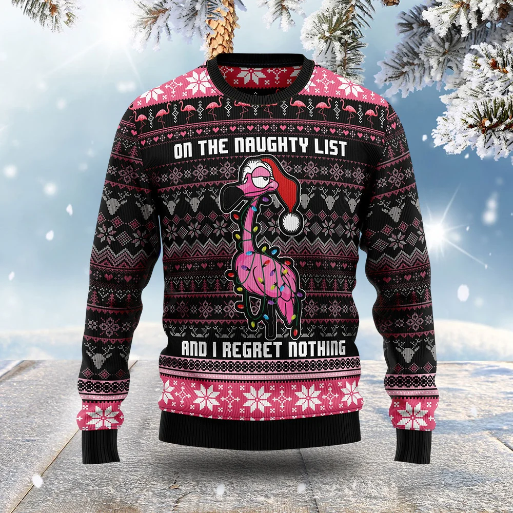 flamingo on the naughty list ugly christmas sweater christmas outfit.webp flamingo on the naughty list ugly christmas sweater christmas outfit.webp