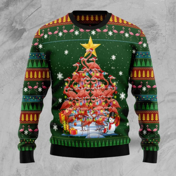 flamingo pine tree ugly christmas sweater animal clothing christmas.webp