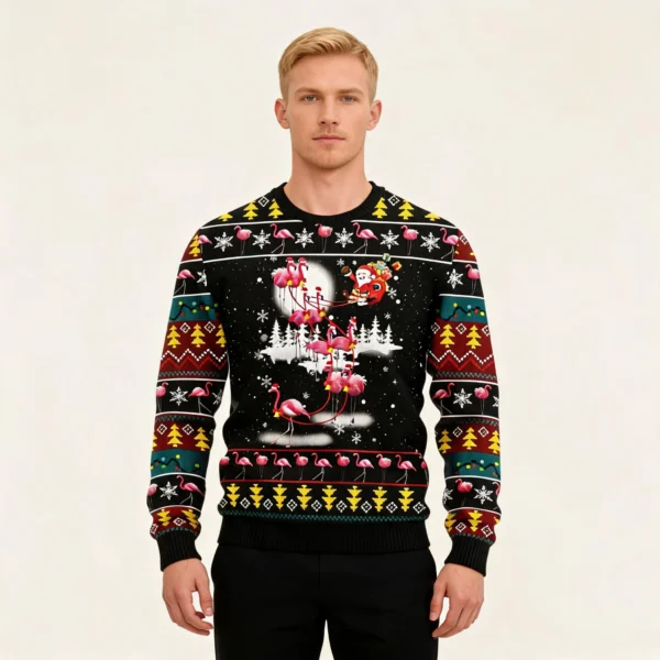 Flamingo Reindeer Ugly Christmas Sweater Best