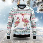 Flamingo Wearing Hat Ugly Christmas Sweater Xm