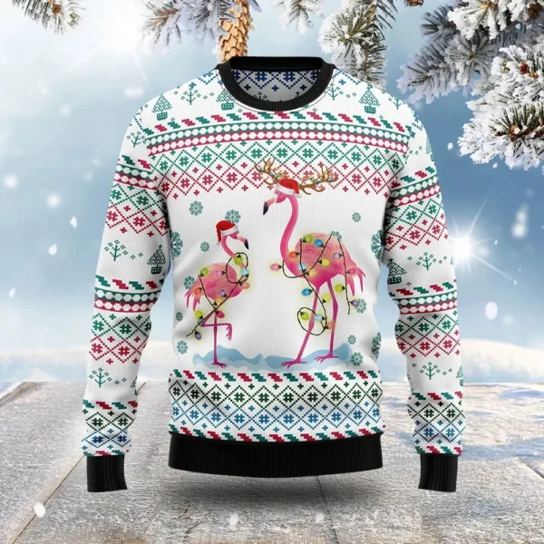 flamingo wearing hat ugly christmas sweater xmas clothing christmas.webp