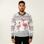 Flamingo Wearing Hat Ugly Christmas Sweater Xm