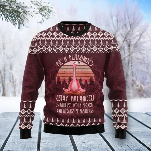 flamingo yoga ugly christmas sweater cute xmas clothing cool flamingo.webp