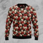 Floral Skull Ugly Christmas Sweater Cute Xmas