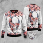 Floral Skull Ugly Christmas Sweater Gothic Des