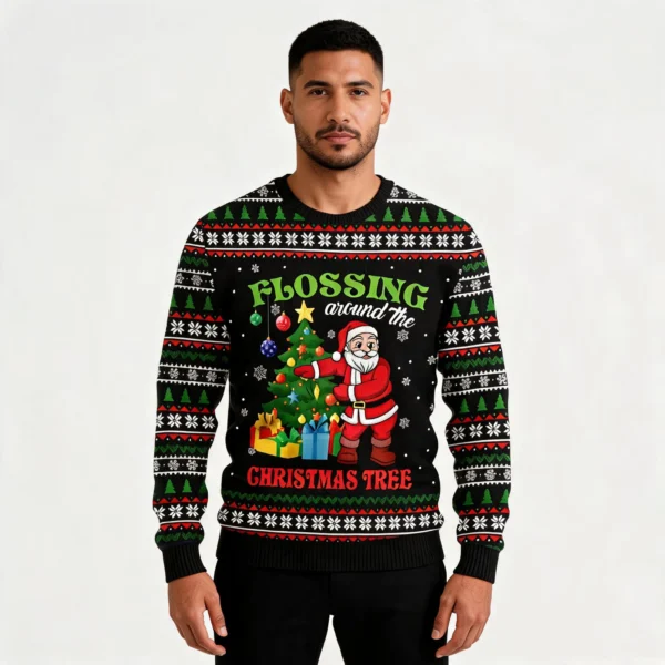 Flossing Around The Christmas Tree Ugly Christ